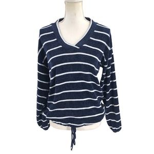 OVS Womens Size Small Nautical Spring Striped Sweater Pullover Drawstring Waist